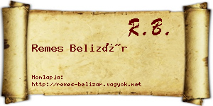Remes Belizár névjegykártya